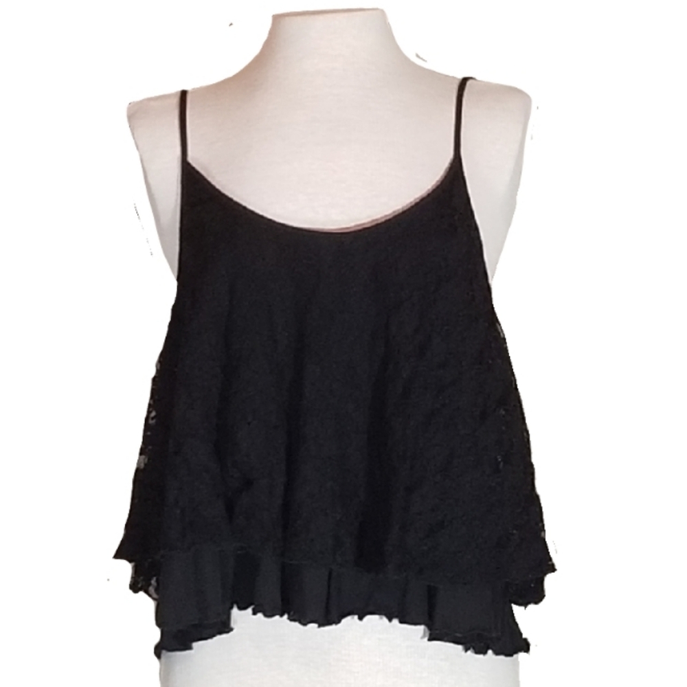 Express Crop Top Lace Overlay Spaghetti Strap Size SP